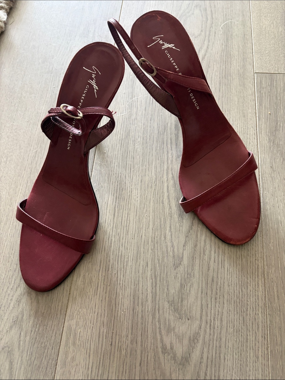 Giuseppe Zanotti Wine Red Slingback Heeled Sandals